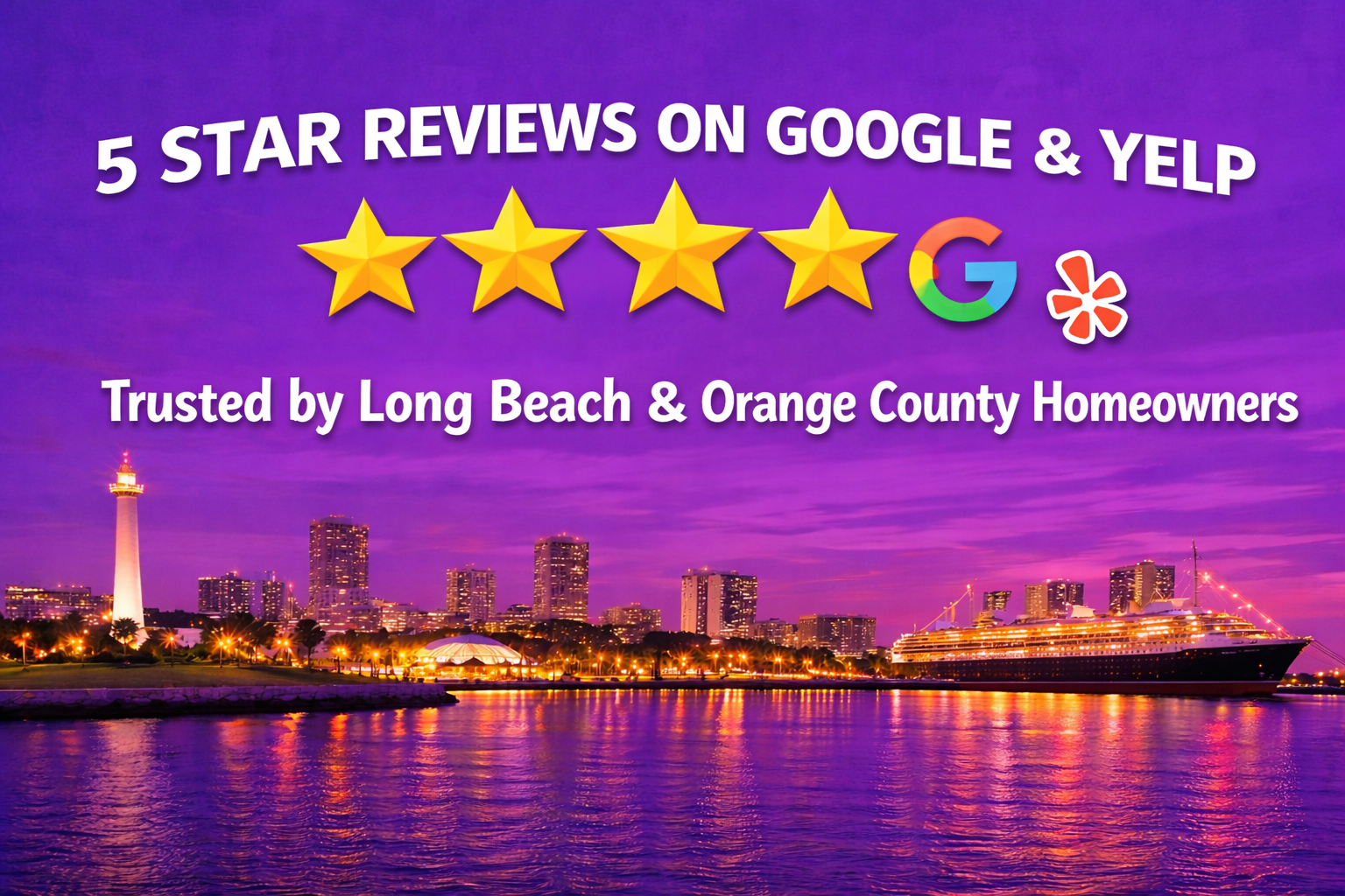 5 star reviews on google and yelp